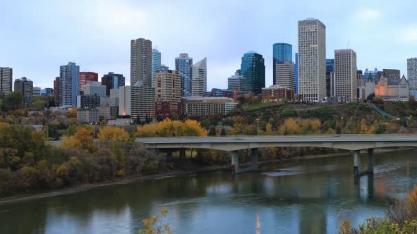 Güz Timelapse Edmonton, Kanada şehir merkezinde 4k — Stok video