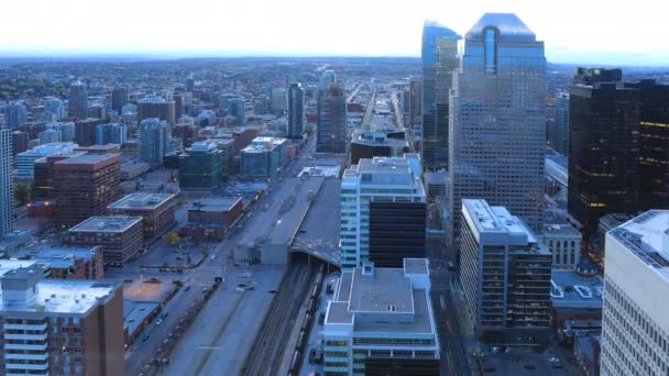 Timelapse dzień do nocy Calgary, Alberta skyline 4k — Wideo stockowe