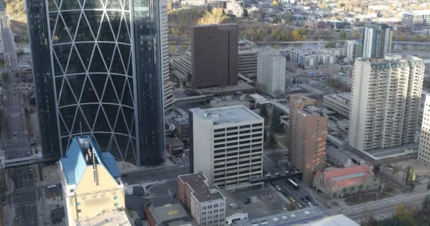 Aérea del centro de la ciudad de Calgary 4K — Vídeo de stock