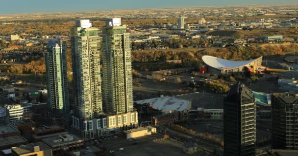 Антена Калгарі, провінція Альберта skyline 4 к — стокове відео