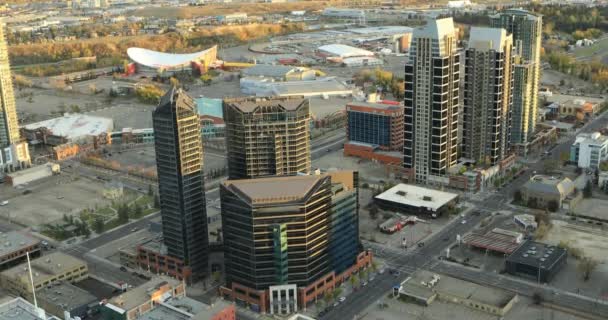 Vue aérienne du centre-ville de Calgary, Canada 4K — Video