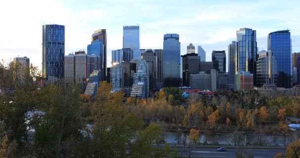 Pohled z Calgary, Kanada centrum 4k — Stock video
