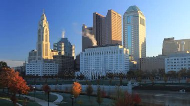 Columbus, Ohio timelapse görünümü şehir merkezinin 4k