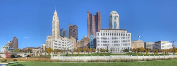 Panorama of Columbus, Ohio skyline on a clear day
