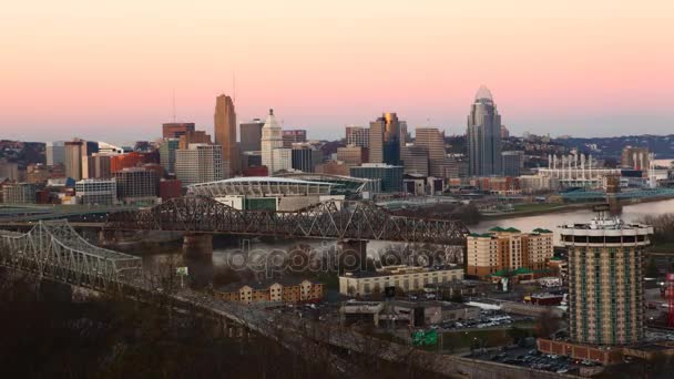 Timelapse Del Horizonte Cincinnati Atardecer — Vídeo de stock