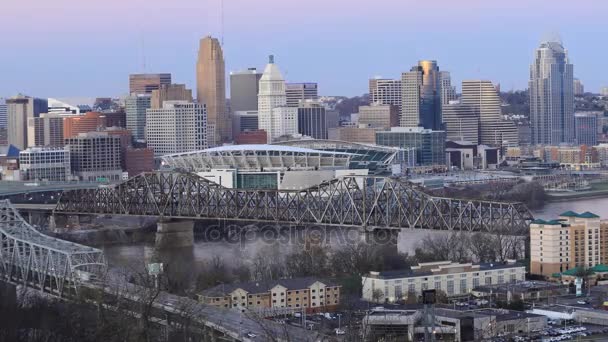 Timelapse Cincinnati City Center Nap Éjszaka — Stock videók