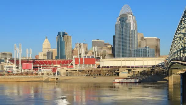 Timelapse Centrum Miasta Cincinnati Rzeki Ohio — Wideo stockowe