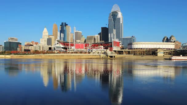 Timelapse Cincinnati Panoramę Rzeki Ohio Przodu — Wideo stockowe