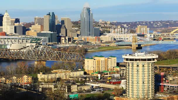 Timelapse Panoramę Cincinnati Piękny Dzień — Wideo stockowe