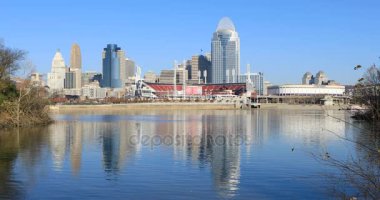 Cincinnati, Ohio Skyline 4k sessiz görünümü