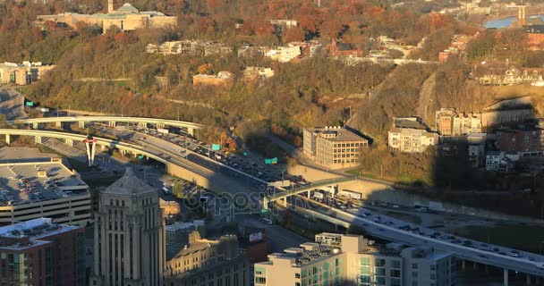 Vista Aérea Hora Ponta Cincinnati — Vídeo de Stock