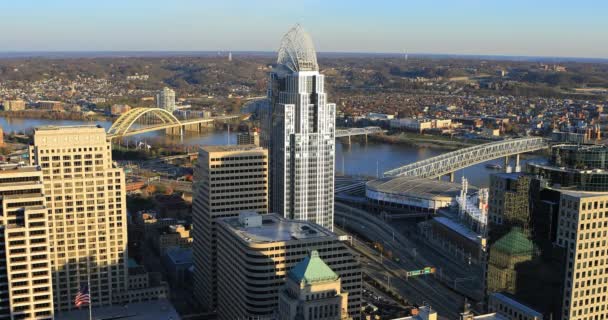 Wide Aerial View Cincinnati Ohio — Stock Video