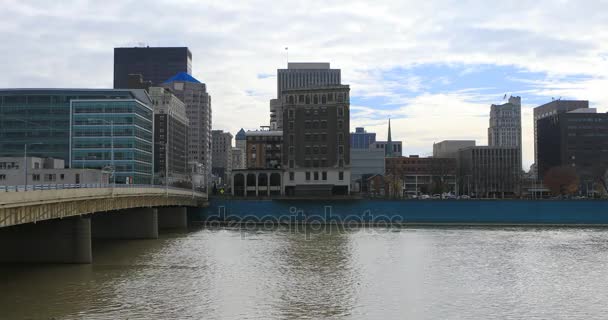 Vista Del Centro Dayton Con Miami River Frente — Vídeos de Stock