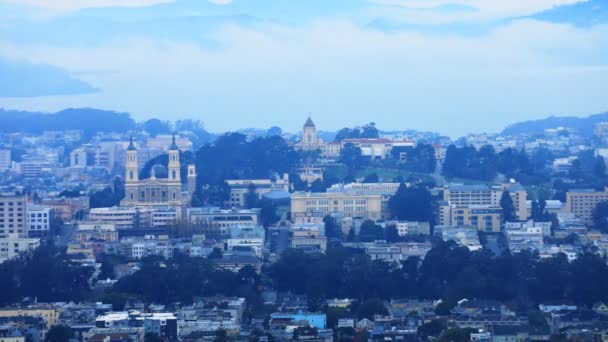 Κέντρο Πόλης Timelapse Του Σαν Φρανσίσκο Μια Ομιχλώδη Ημέρα — Αρχείο Βίντεο