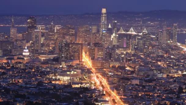 Ночь День Timelapse Сан Франциско Калифорния — стоковое видео
