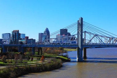 Louisville, Kentucky skyline with John F Kennedy Bridge clipart