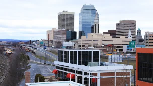 Timelapse Del Centro Ciudad Springfield Massachusetts — Vídeos de Stock