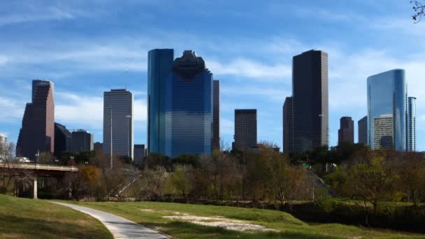 Wide Timelapse Houston Texas City Center — Stock Video