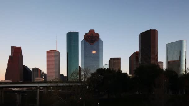 Houston Texas Skyline Crépuscule Timelapse — Video