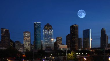 Houston, Texas manzarası moon ile