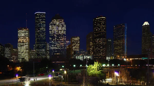 Houston, Texas horizonte después de anochecer — Foto de Stock