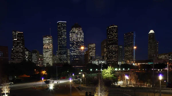 Houston, Texas şehir merkezi gece — Stok fotoğraf