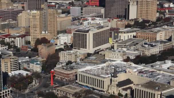 Luchtfoto Timelapse Uitzicht Het Centrum Van Stad San Antonio — Stockvideo