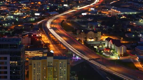 Timelapse Aéreo San Antonio Texas Autopistas Por Noche — Vídeos de Stock