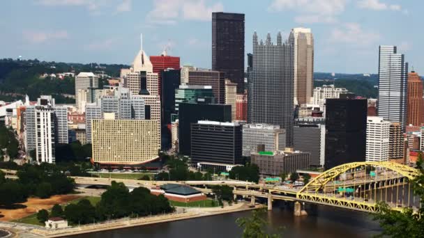 Légi Timelapse Pittsburgh Belvárosi — Stock videók