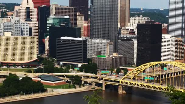 Timelapse Antena Panoramę Pittsburgh Pennsylvania — Wideo stockowe