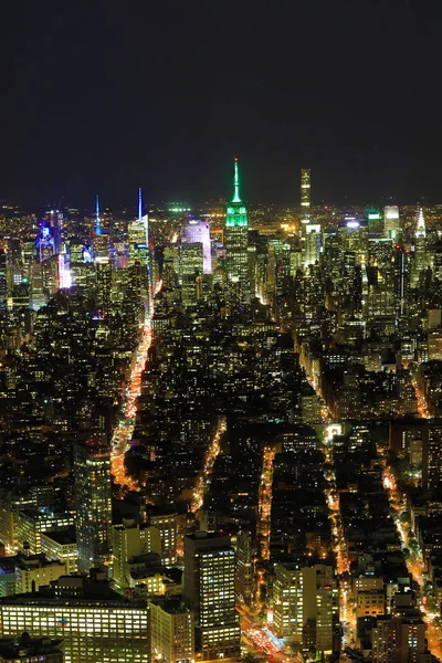 Uma Vista Vertical Manhattan Noite — Fotografia de Stock