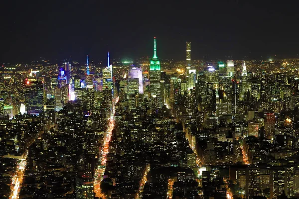 Uma Vista Centro Manhattan Noite — Fotografia de Stock
