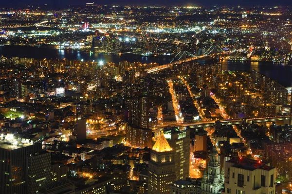 Uma Vista Aérea Duas Pontes Lower Manhattan — Fotografia de Stock