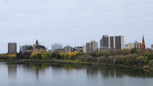 Timelapse Άποψη Του Saskatoon Καναδάς Downtown — Αρχείο Βίντεο