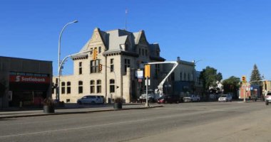 Portage La Prairie, Manitoba, Kanada - 24 Eylül 2019: Portage La Prairie, Manitoba, Canada City Hall 4k, 24 Eylül 2019, Portage La Prairie
