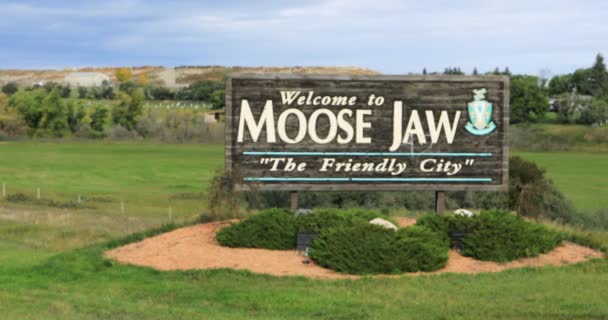 Moose Jaw Saskatchewan Canada Settembre 2019 Segno Benvenuto Moose Jaw — Video Stock