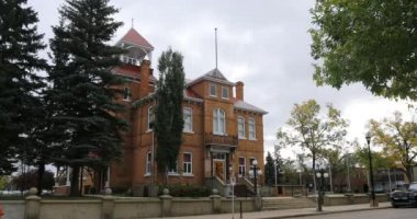 Prens Albert, Saskatchewan, Kanada - 26 Eylül 2019: Prens Albert, Saskatchewan 'daki Anahtar Deliği Şatosu, Kanada 4k, 26 Eylül 2019, Prens Albert