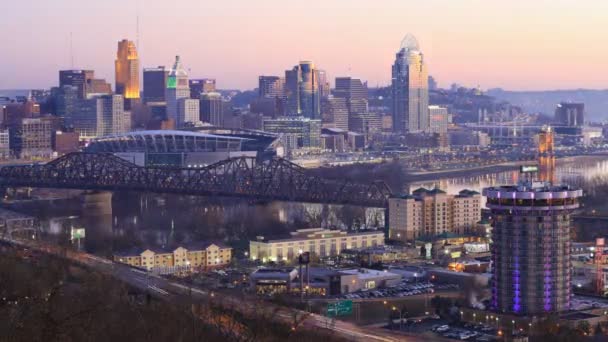 Looped Day Night Timelapse Cincinnati Ηνωμένες Πολιτείες — Αρχείο Βίντεο