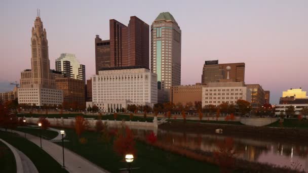 Passaggio Dal Giorno Alla Notte Timelapse Columbus Stati Uniti — Video Stock