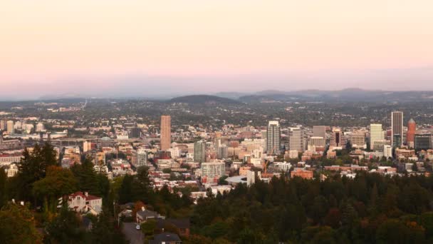 Timelapse Dag Till Natt Portland Oregon Usa Looping — Stockvideo