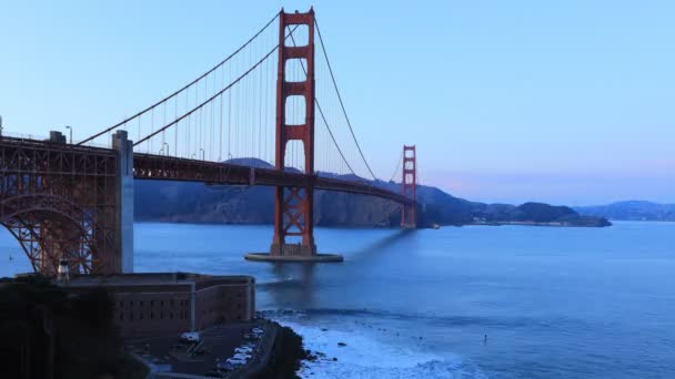 Loopas Dag Till Natt Timelapse Golden Gate Bridge San Francisco — Stockvideo