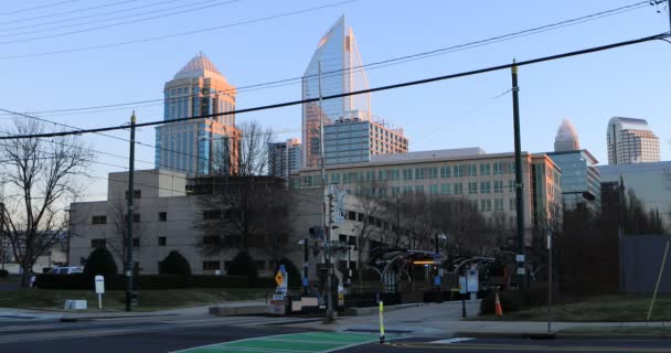 Charlotte Carolina Del Norte Skyline Mañana Clara — Vídeos de Stock