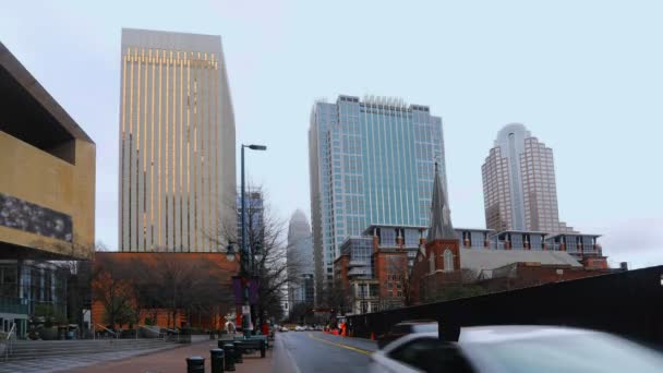 Timelapse Street View Downtown Charlotte Carolina Norte — Vídeo de Stock