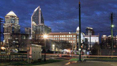 Charlotte, United States city center after night