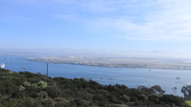 Timelapse San Diego California Harbor Misty Day — Stock video