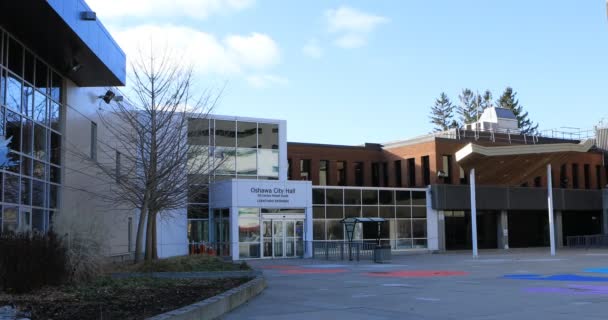 Oshawa Ontario Canadá Diciembre 2019 Vista Del Ayuntamiento Oshawa Ontario — Vídeos de Stock