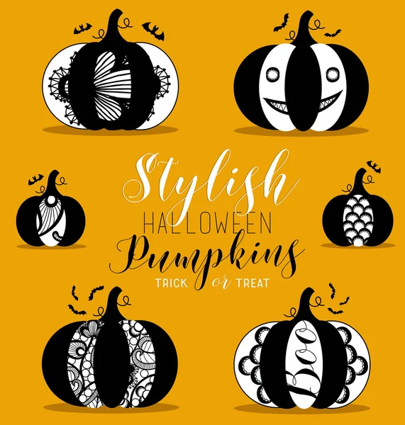 Stylový Halloween dýně. Strany prvky ve stylu Vintage — Stockový vektor