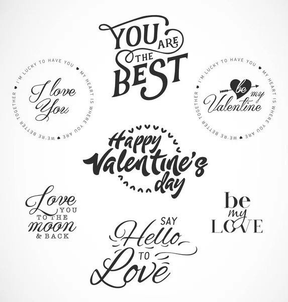 Valentinstag Typografie Gestaltungselemente für Grußkarten im Vintage-Stil — Stockvektor