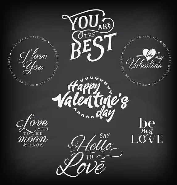 칠판에 빈티지 스타일에서 인사말 카드를 위한 발렌타인의 날 타이 포 그래피 디자인 요소 — 스톡 벡터