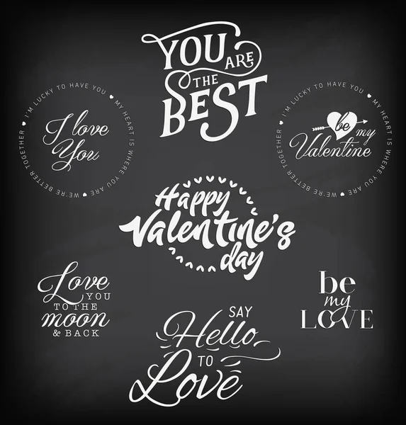 Elementi di design tipografico di San Valentino per biglietti di auguri in stile vintage su lavagna — Vettoriale Stock